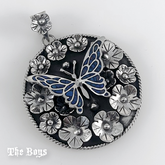 Plain & Opal Stone Butterfly Pendant Mexican Sterling Silver
